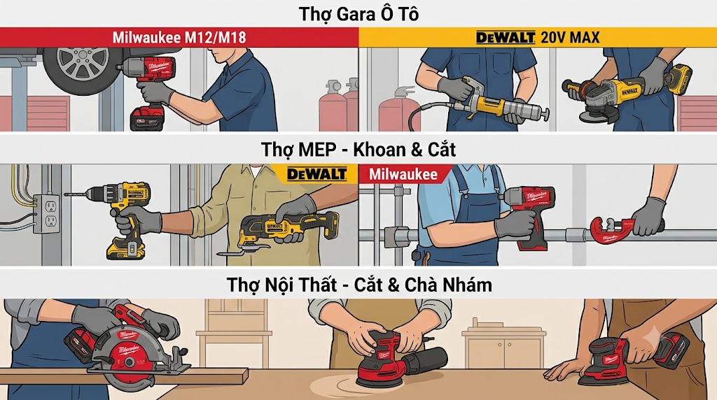 So Sánh Milwaukee Với Makita Và DEWALT: Đâu Là Thương Hiệu Dụng Cụ Pin Số 1 Cho Thợ Chuyên Nghiệp?